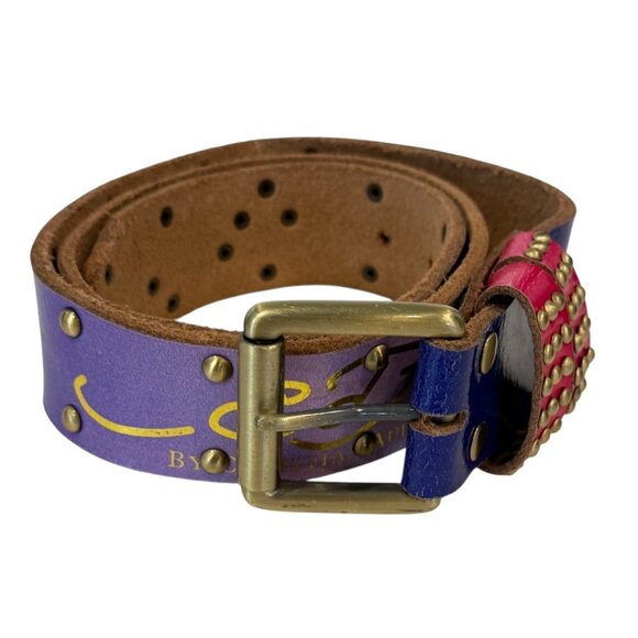 Ed Hardy by Christian Audigier Handmade Leather Floral Belt Purple Size M NWT - Picture 10 of 10